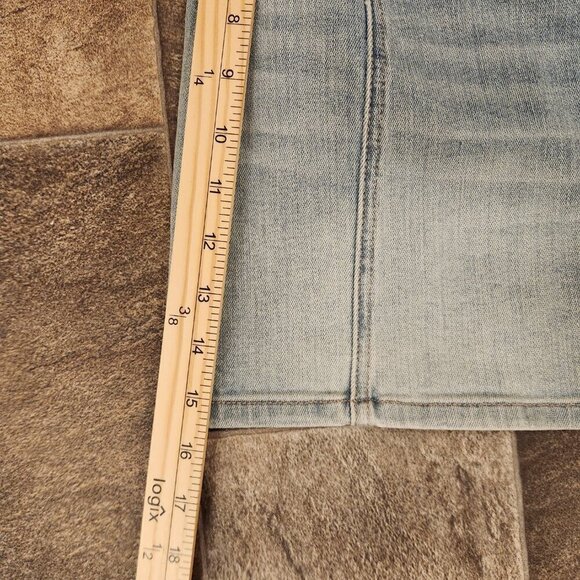 AMERICAN EAGLE Hi-Rise A-Line Skirt Denim Mini SIZE 6 Button Front Super Stretch - Picture 7 of 7
